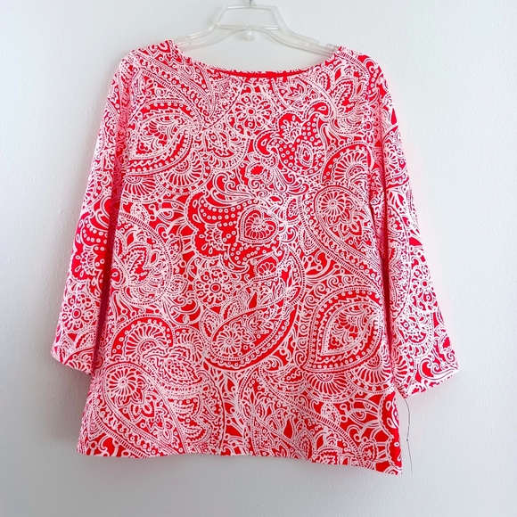 NWT Talbots Cotton Bateau Neck Tee - Paisley Scroll, Size L - Picture 2 of 16